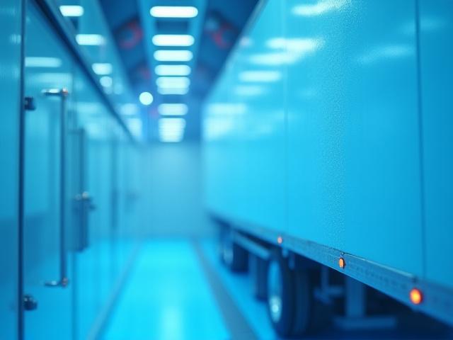 Refrigerated truck in motion